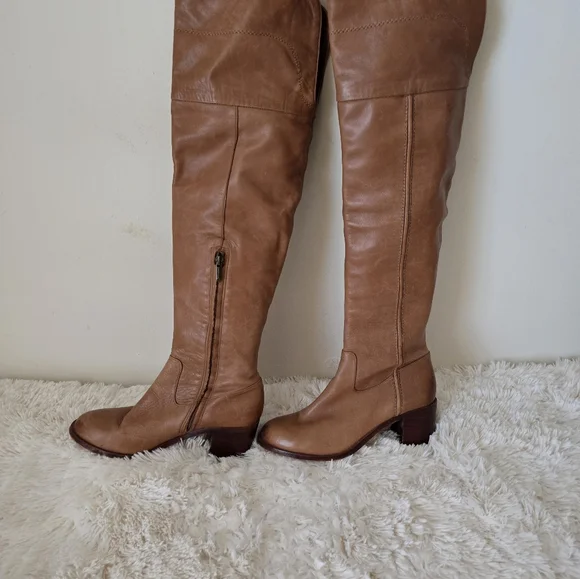 Sam Edelman Cognac Leather Over the Knee Boots size 8.5 - Picture 3 of 14